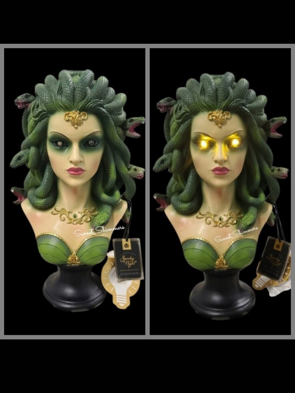 Light Up Medusa Bust Halloween Statue Decor Gothic Snake Figure Sculpture NEW